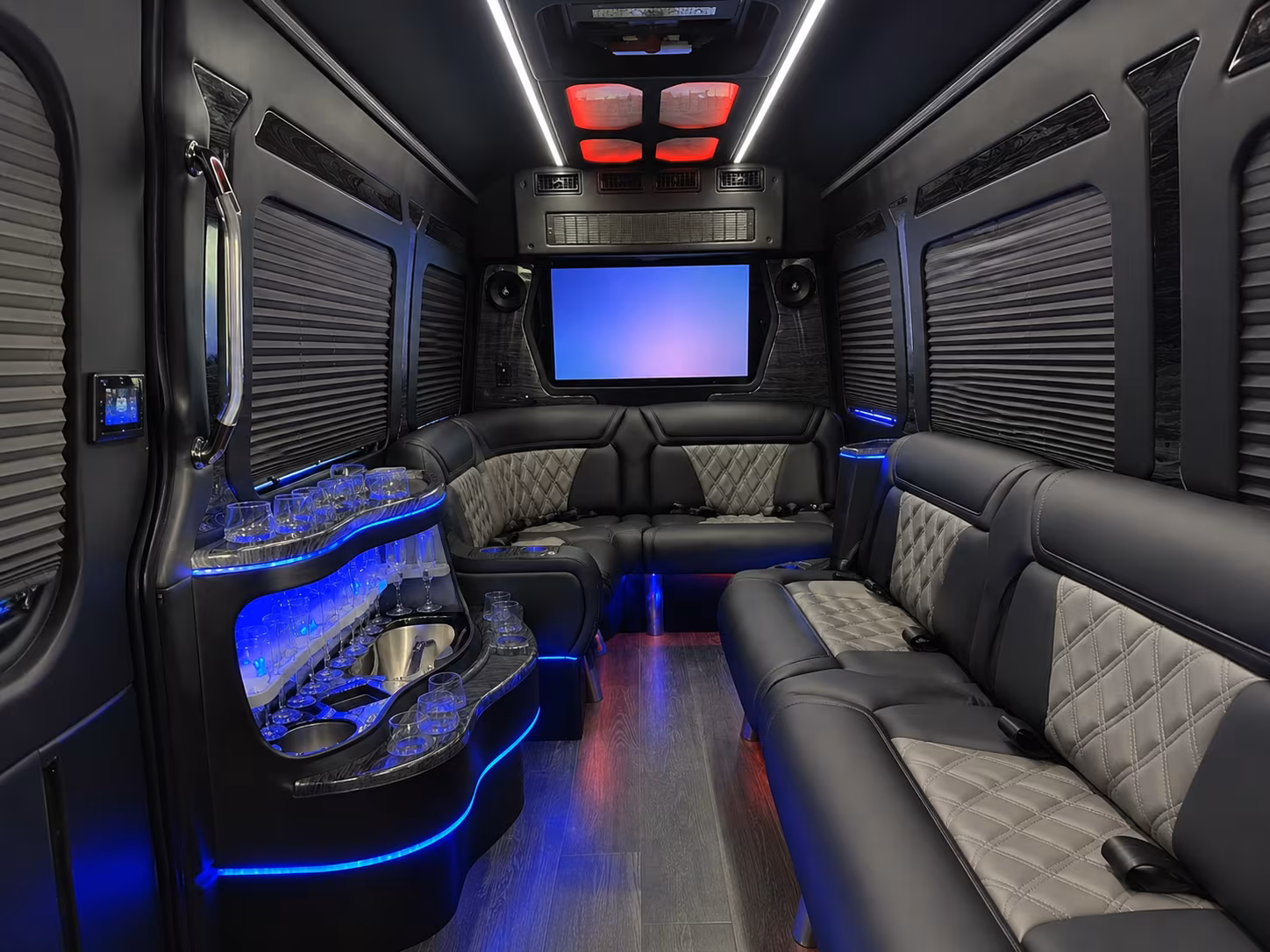 grand prairie 18 passenger party bus interior